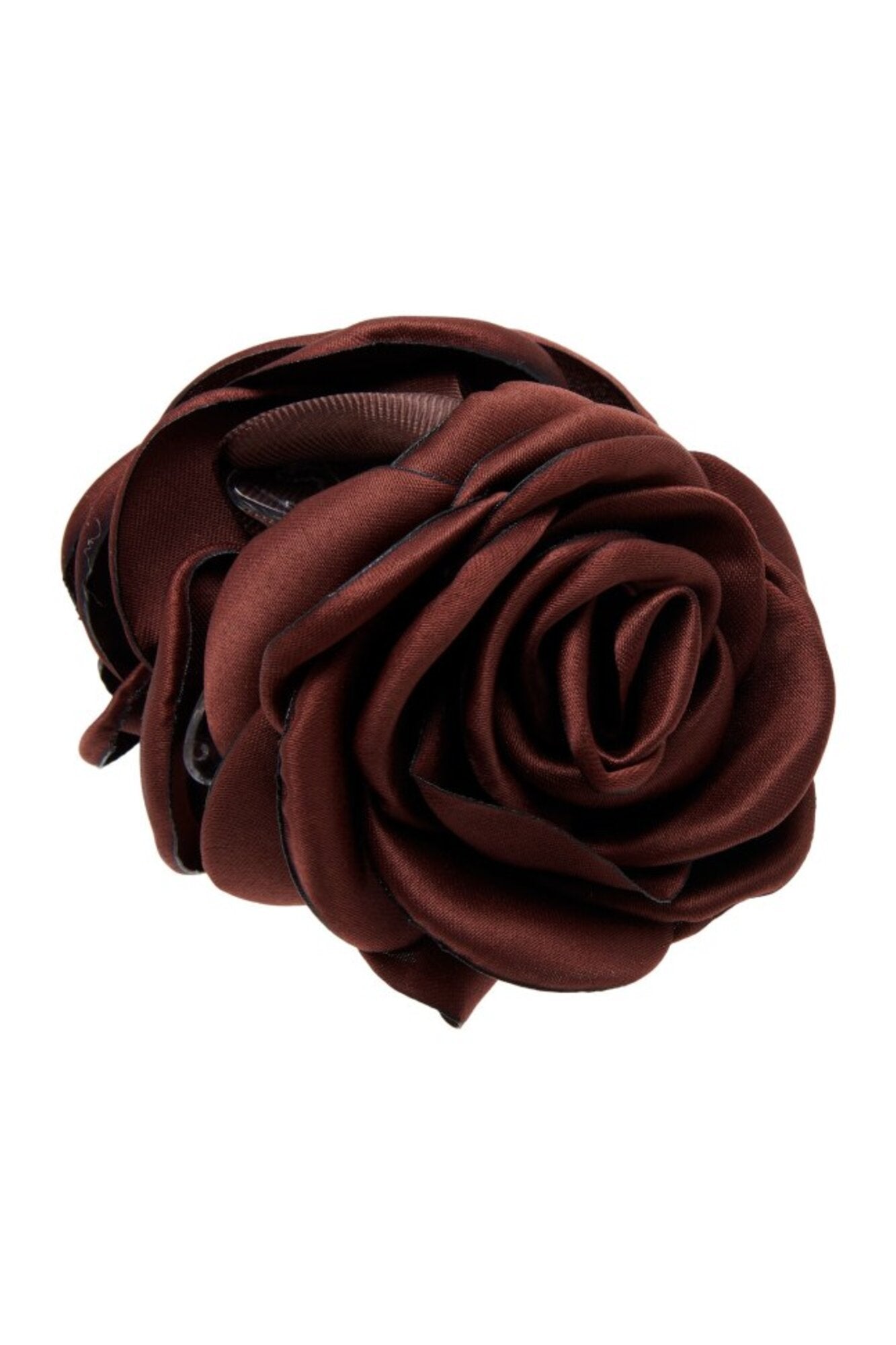 Small Satin Rose hårklemme - Chocolate